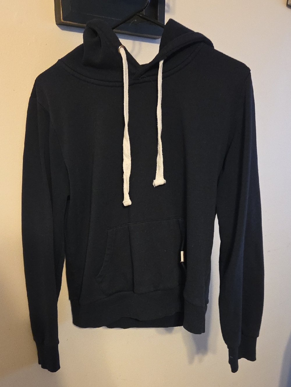 Classic Black Hoodie with White Drawstrings